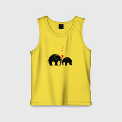 Майка детская хлопок Влюблённые слонята, цвет: желтый
