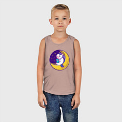 Майка детская хлопок Единорог читает на луне, цвет: пыльно-розовый — фото 2