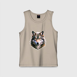 Майка детская хлопок Серьёзный волчара, цвет: миндальный