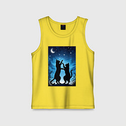 Майка детская хлопок Танцующие коты под звёздным небом, цвет: желтый