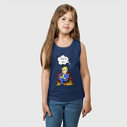 Майка детская хлопок Vault boy in the fire, цвет: тёмно-синий — фото 2