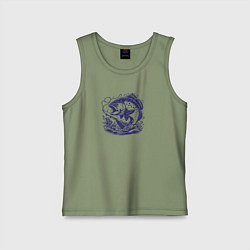 Майка детская хлопок Рыба в брызгах воды, цвет: авокадо