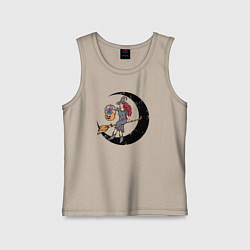 Майка детская хлопок Ведьмочка с тыквой, цвет: миндальный