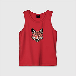 Майка детская хлопок Голова лисы графика, цвет: красный