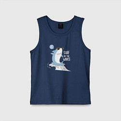 Майка детская хлопок Акула на волнах, цвет: тёмно-синий