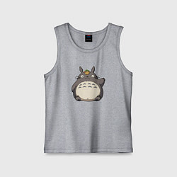 Майка детская хлопок Тоторо машет лапкой, цвет: меланж