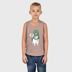 Майка детская хлопок С Новым годом - кот змея, цвет: пыльно-розовый — фото 2