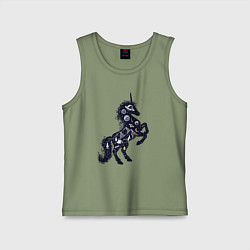 Майка детская хлопок Космический единорог на природе, цвет: авокадо