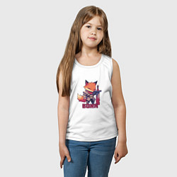 Майка детская хлопок Лис воин, цвет: белый — фото 2