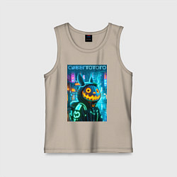 Майка детская хлопок Totoro with a pumpkin head - halloween fantasy, цвет: миндальный