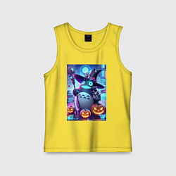 Майка детская хлопок Тоторо с метлой - хэллоуин, цвет: желтый