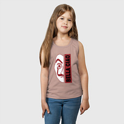 Майка детская хлопок Bella ciao - money heist, цвет: пыльно-розовый — фото 2