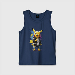 Майка детская хлопок Cool Pikachu - watercolor sketch, цвет: тёмно-синий