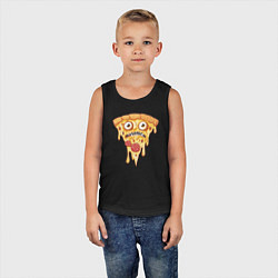 Майка детская хлопок Pizza face, цвет: черный — фото 2