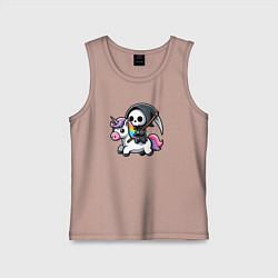 Майка детская хлопок Смерть верхом на единороге, цвет: пыльно-розовый