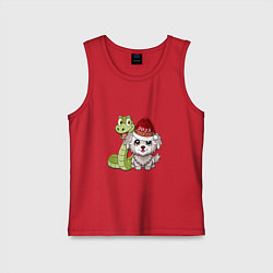 Майка детская хлопок Змеиный новый год 2025, цвет: красный