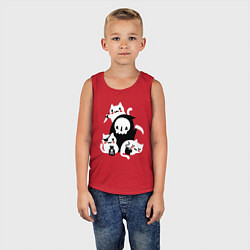 Майка детская хлопок Котики на Хэллоуин, цвет: красный — фото 2