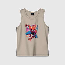 Майка детская хлопок Крутой Человек-паук, цвет: миндальный