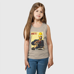 Майка детская хлопок Пародия на плакаты СССР Гомер Симпсон, цвет: миндальный — фото 2