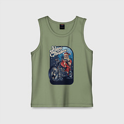 Майка детская хлопок Santa Biker, цвет: авокадо