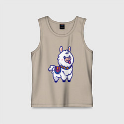 Майка детская хлопок Альпака показывает язык, цвет: миндальный