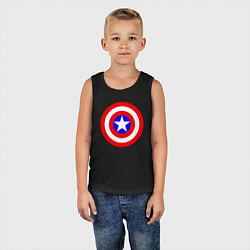 Майка детская хлопок Captain America logo, цвет: черный — фото 2