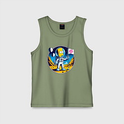 Майка детская хлопок Космонавт Барт Симпсон на другой планете, цвет: авокадо