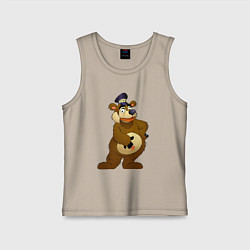 Майка детская хлопок Мишка-почтальон, цвет: миндальный