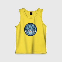 Майка детская хлопок Снежные зимние каникулы, цвет: желтый