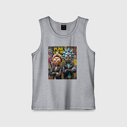 Майка детская хлопок Rick an Morty - punk is not dead, цвет: меланж