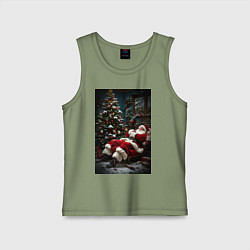 Майка детская хлопок Дед мороз отдыхает, цвет: авокадо