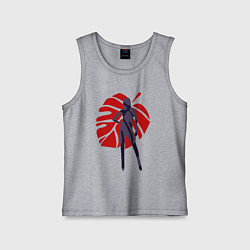 Майка детская хлопок Девушка на фоне монстеры, цвет: меланж