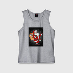 Майка детская хлопок Санта Клаус с мешком, цвет: меланж