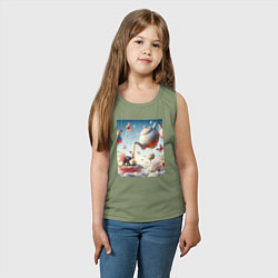 Майка детская хлопок Чаепитие крылатого слона - психоделика, цвет: авокадо — фото 2