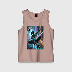 Майка детская хлопок Neon Spider-man - ai art fantasy, цвет: пыльно-розовый