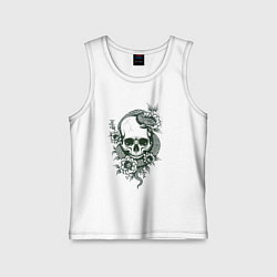 Майка детская хлопок Змея на черепе, цвет: белый