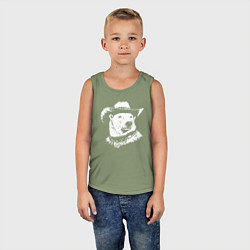 Майка детская хлопок Белый медведь ковбой, цвет: авокадо — фото 2