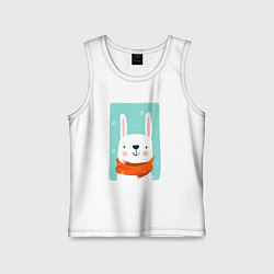 Майка детская хлопок Снежный заяц с шарфом, цвет: белый