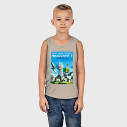 Майка детская хлопок Rick and Morty Minecraft - collaboration, цвет: миндальный — фото 2