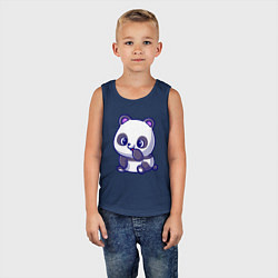 Майка детская хлопок Миленькая панда, цвет: тёмно-синий — фото 2