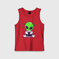 Майка детская хлопок Пришелец космонавт, цвет: красный
