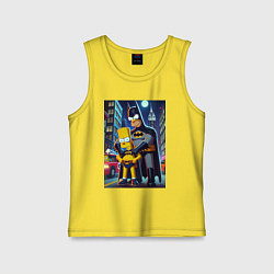 Майка детская хлопок Batsimpson with son Bart - ai art fantasy, цвет: желтый