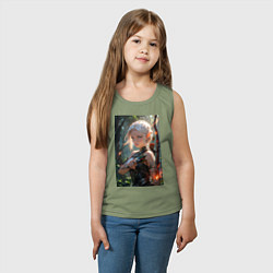 Майка детская хлопок Девушка-эльф с магическим луком, цвет: авокадо — фото 2