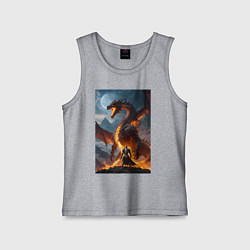 Майка детская хлопок Сражение рыцаря с драконом в стиле Demons Souls, цвет: меланж