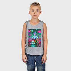 Майка детская хлопок Рик на космическом мотоцикле - нейроарт, цвет: меланж — фото 2