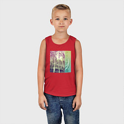 Майка детская хлопок Крымский лес японскими иероглифами, цвет: красный — фото 2