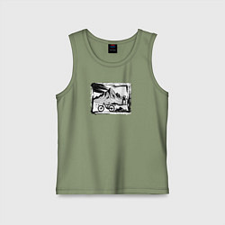 Майка детская хлопок Туры на природе, цвет: авокадо