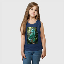 Майка детская хлопок Кристальный волк в джунглях, цвет: тёмно-синий — фото 2