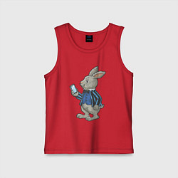 Майка детская хлопок Деловой зайчик, цвет: красный