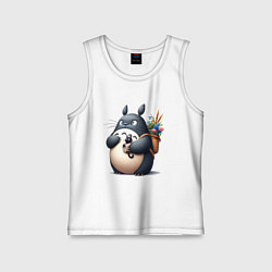 Майка детская хлопок Totoro and black cat - anime, цвет: белый